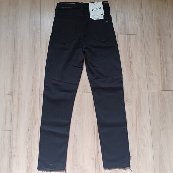 Rag & Bone Nina High-Rise Slim Cigarette Jeans Black Frayed Size 24 NWT - Picture 3 of 9